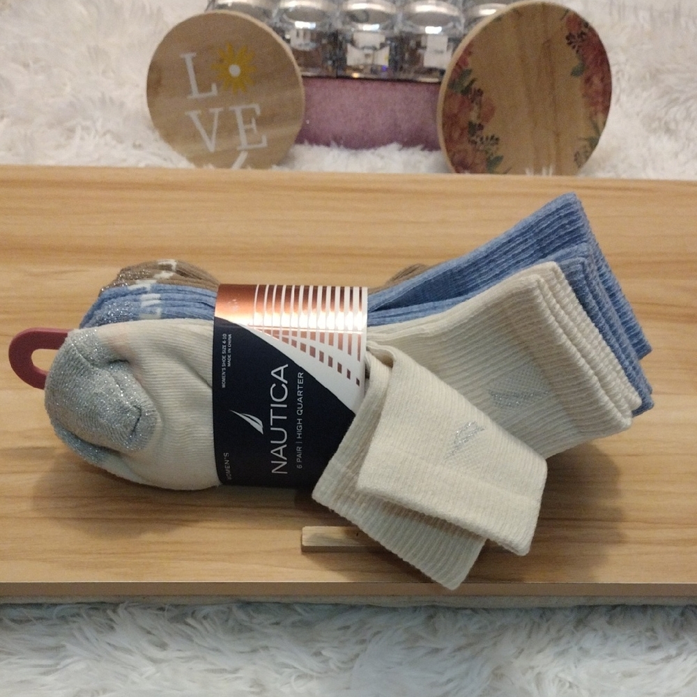 Nautica Women's Casual Socks - 6 Pairs Multi-pack High Quarter Cushioned 🆕